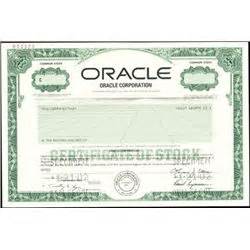 Oracle Corporation Stock Certificate Specimen