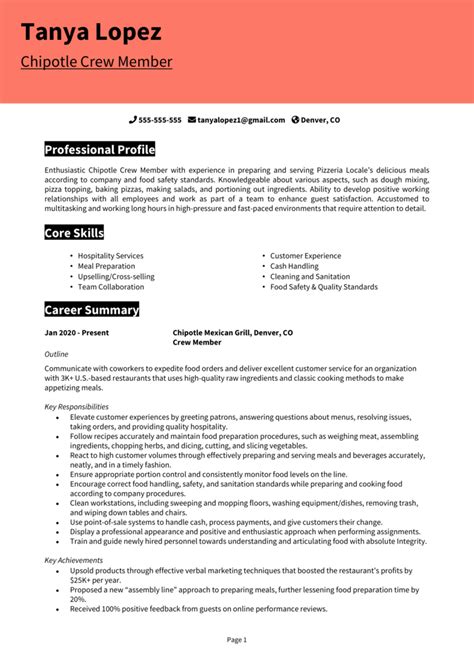 Chipotle resume example & guide [Get hired quick]