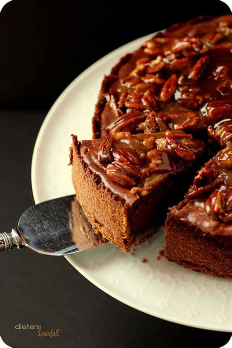 Chocolate Cheesecake with Praline Sauce - Pint Sized Baker