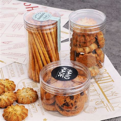 Round Pet Plastic Food Storage Candy Packaging Container Clear Cookie Jar With Cover - Buy Clear ...