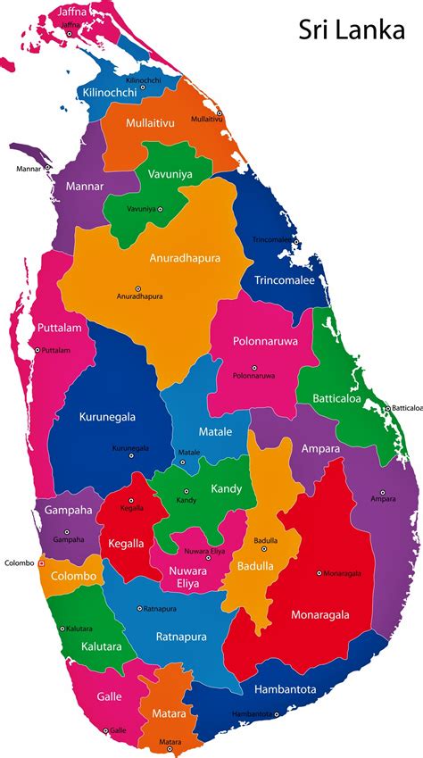 Sri Lanka Map of Regions and Provinces - OrangeSmile.com