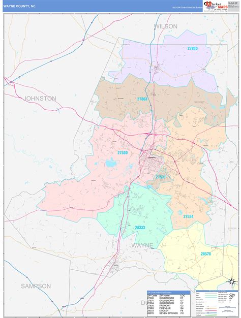 Wayne County, NC Wall Map Color Cast Style by MarketMAPS - MapSales.com