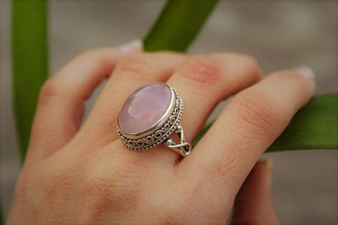 Rose Quartz Ring, Sterling Silver Rose Quartz Gemstone Ring, Handmade – Its Ambra