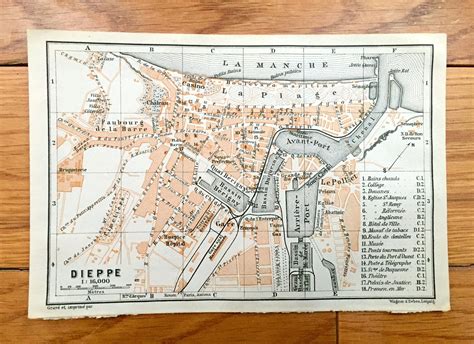 "Beautiful, antique map of Dieppe, France. This is an authentic print ...