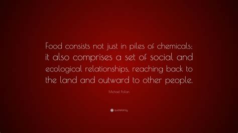 Michael Pollan Quote: “Food consists not just in piles of chemicals; it ...