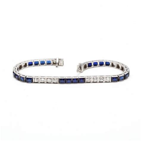 Vintage Platinum, Diamond, and Synthetic Sapphire Bracelet (Lot 34 - Important Summer AuctionJun ...