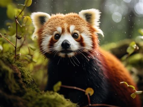 Premium AI Image | Red Panda in its Natural Habitat Wildlife Photography Generative AI