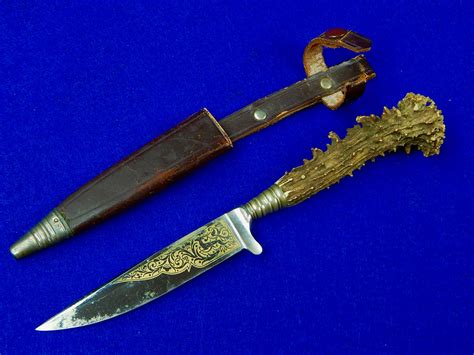 Vintage German Germany Solingen Othello Engraved Hunting Knife w/ Shea ...