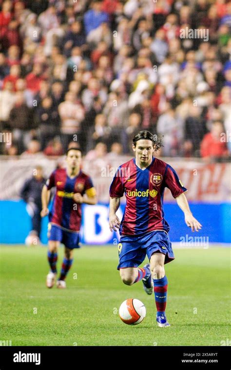 Lionel Messi dribbles the ball in a pivotal match at Ramón Sánchez ...