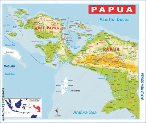 vector Map of Papua Indonesia with two provinces: West Papua and Papua ...