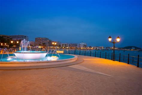 Santa Eulalia of Ibiza Sunset Beach in Balearics Stock Image - Image of fountain, spain: 153866039