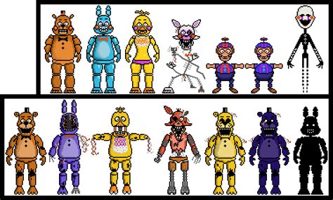 I made all fnaf 2 characters in pixel art : r/fivenightsatfreddys