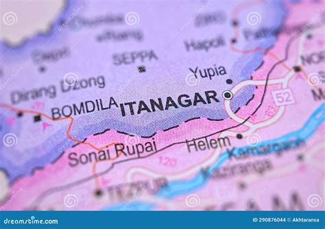 Itanagar Map, Capital Of Arunachal Pradesh On A Colourful Map Of India ...