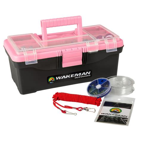 Stalwart Pink Fishing Single Tray Tackle Box Kit (55-Pieces)-M500029 ...