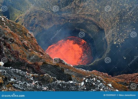 Lava Lake of Marum Volcano in Ambrym Island, Vanuatu Stock Image ...