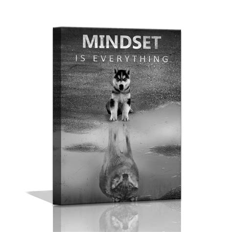 Buy Modern Motivational Bedroom, Mindset is Everything Inspirational Wall Art for Office Wolf ...