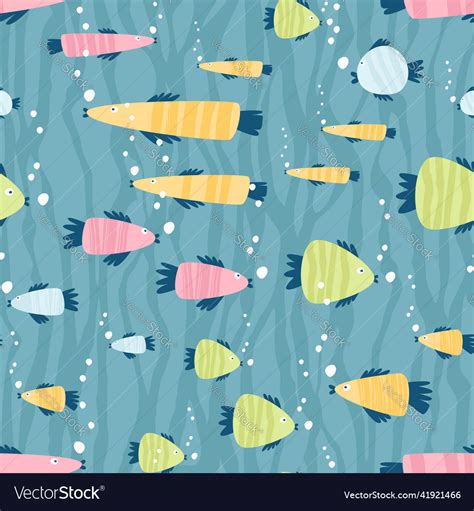 Seamless pattern of colorful fish swimming Vector Image