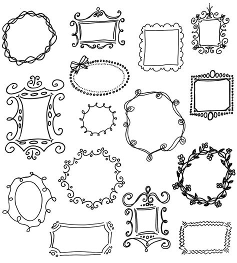 Doodle Frames Clip Art Pack // Unique Hand drawn by thePENandBRUSH | Craft Ideas | Doodle frames ...