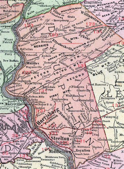 Dauphin County, Pennsylvania 1911 Map by Rand McNally, Harrisburg, PA