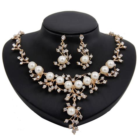 Aliexpress.com : Buy New Design Imitation Pearl Beads Wedding Costume Necklace Earrings Sets ...