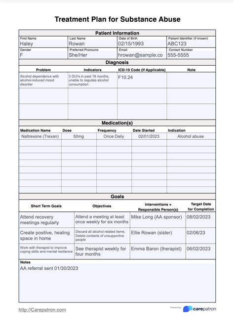 Treatment Plan For Substance Abuse & Example | Free PDF Download