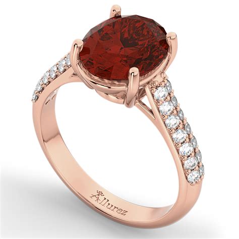 Oval Garnet & Diamond Engagement Ring 18k Rose Gold (4.42ct) - AD2622