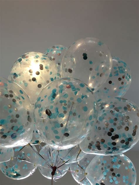 Blue confetti balloons … | Baby shower balloons, Balloon birthday ...