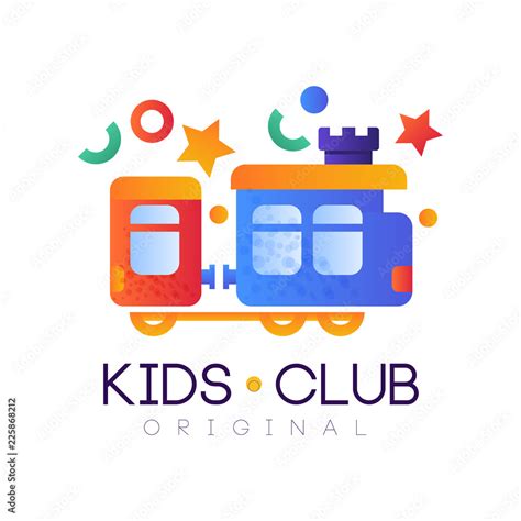 Kids club logo original, colorful creative label template, playground or entertainment club ...