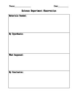 Science Experiment Observation Worksheet by Abailey | TPT