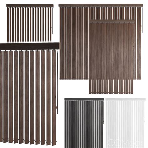 Vertical Wooden Blinds 3 Options 3 Colors - 3D Model for VRay