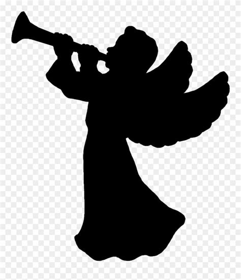 Angel Silhouette - Angel With Trumpet Silhouette Clipart (#94264) is a creative clipart ...