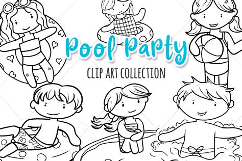 Pool Party (Black and White) Graphic by Keepinitkawaiidesign · Creative Fabrica