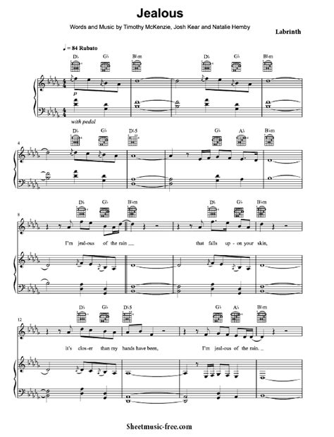 Jealous Labrinth Sheet Music Piano - ♪ SHEETMUSIC-FREE.COM