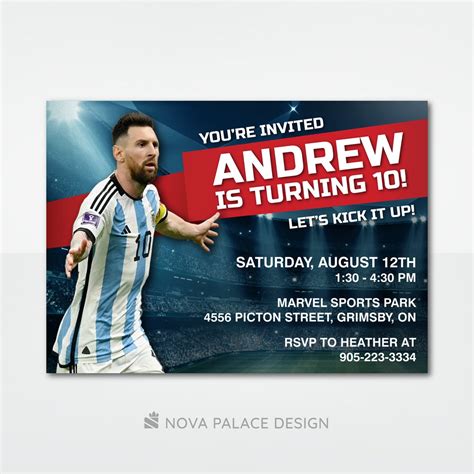 Personalized Soccer Invite, Messi Birthday Invitation, Argentina Soccer Theme, Custom Digital ...