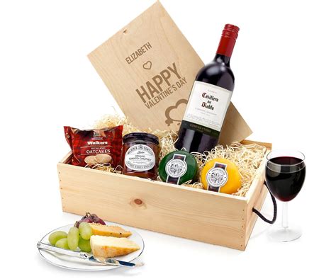 Valentine's Day Cheese & Wine Favourites With Engraved Personalised Lid ...