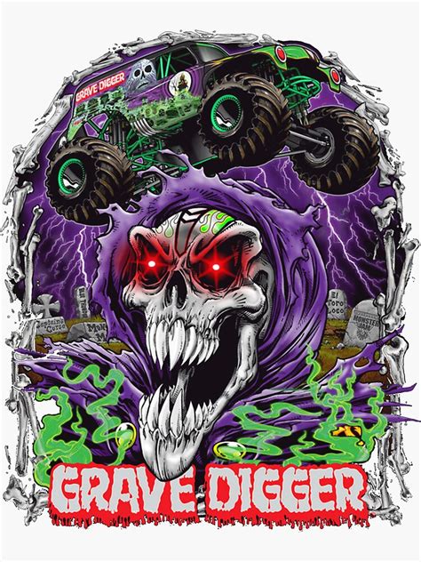 "Monster jam grave digger monster truck fans art gift" Sticker for Sale by MicheleThorn | Redbubble