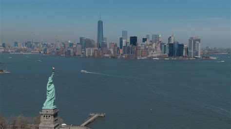 Statue of Liberty and NYC Skyline 4k Royalty Free Stock Video