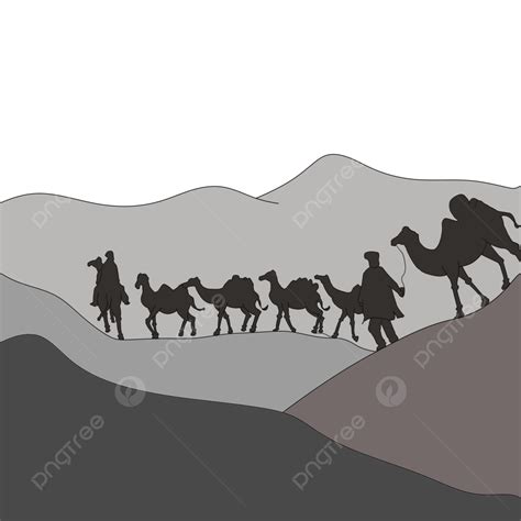Desert Caravan Silhouette Vector PNG, Desert Silk Road Caravan, Desert, Silk Road, Caravan PNG ...