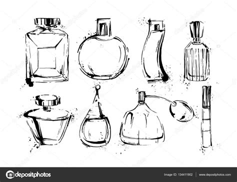 Perfume bottles set. Fashion sketch. Hand drawn vector illustrations. Stock Vector Image by ...