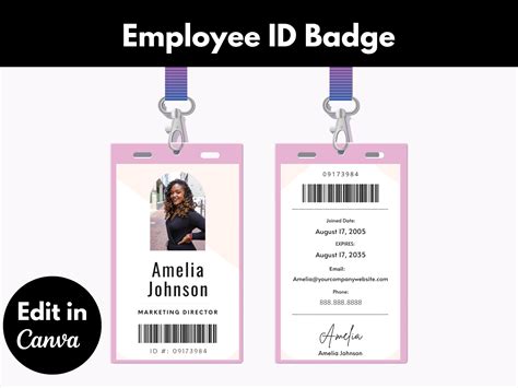 Employee ID Badge, Employee ID Card, Office Badge, Office ID Card, Custom Identification Badge ...