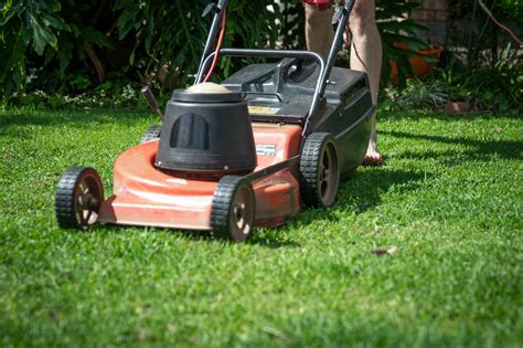 Red and Black Push Lawn Mower on Green Grass Field · Free Stock Photo