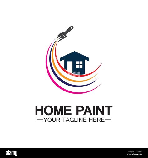 Home Painting Vector Logo Design.Home House Painting Service Coloring Logo Design Template.House ...