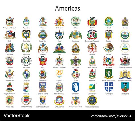 Set coat of arms of the countries of americas Vector Image