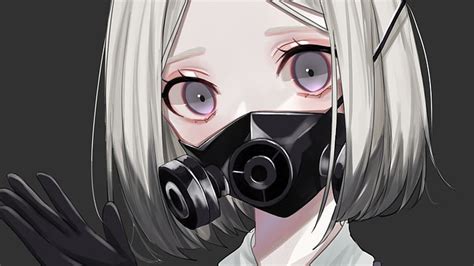 HD wallpaper: Anime, Original, Gas Mask, Girl, Grey Hair, Purple Eyes | Wallpaper Flare