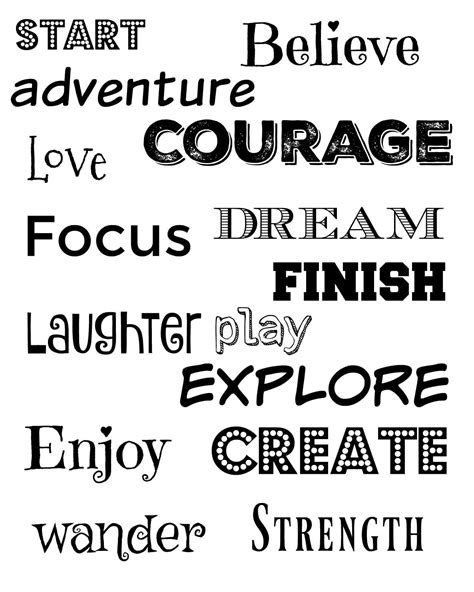 Free Printable Inspirational Words for Vision Boards | Vision board ...