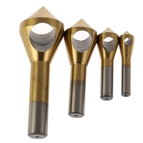 4pcs Countersink Drill Bit HSS Titanium Coated Deburring Tools Wood Drill Bit Chamfering Tools ...