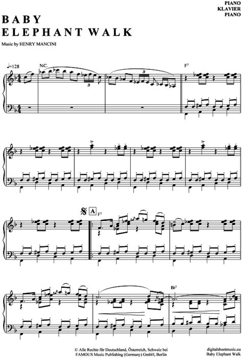 baby elephant walk piano sheet music free ...