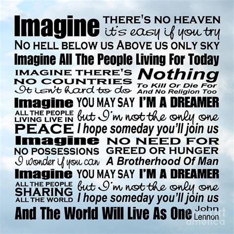 Imagine Song Lyrics - Sky Digital Art by Ginny Gaura - Pixels