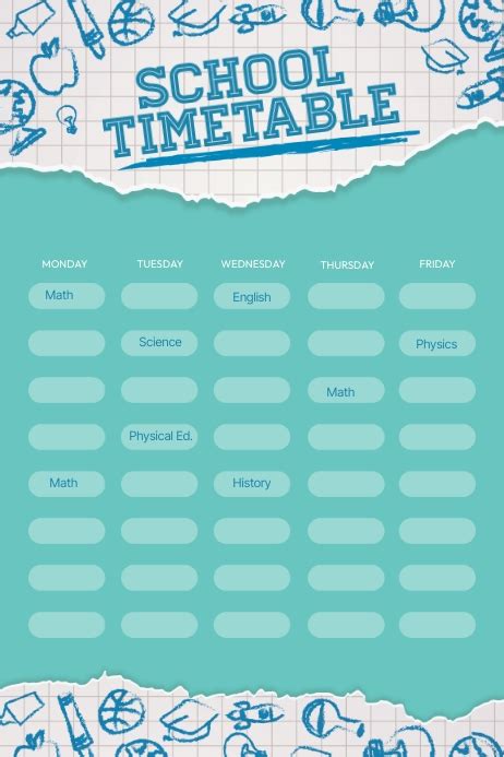 Cool School Timetable Template | PosterMyWall