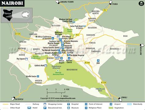 Nairobi Map, Capital of Kenya